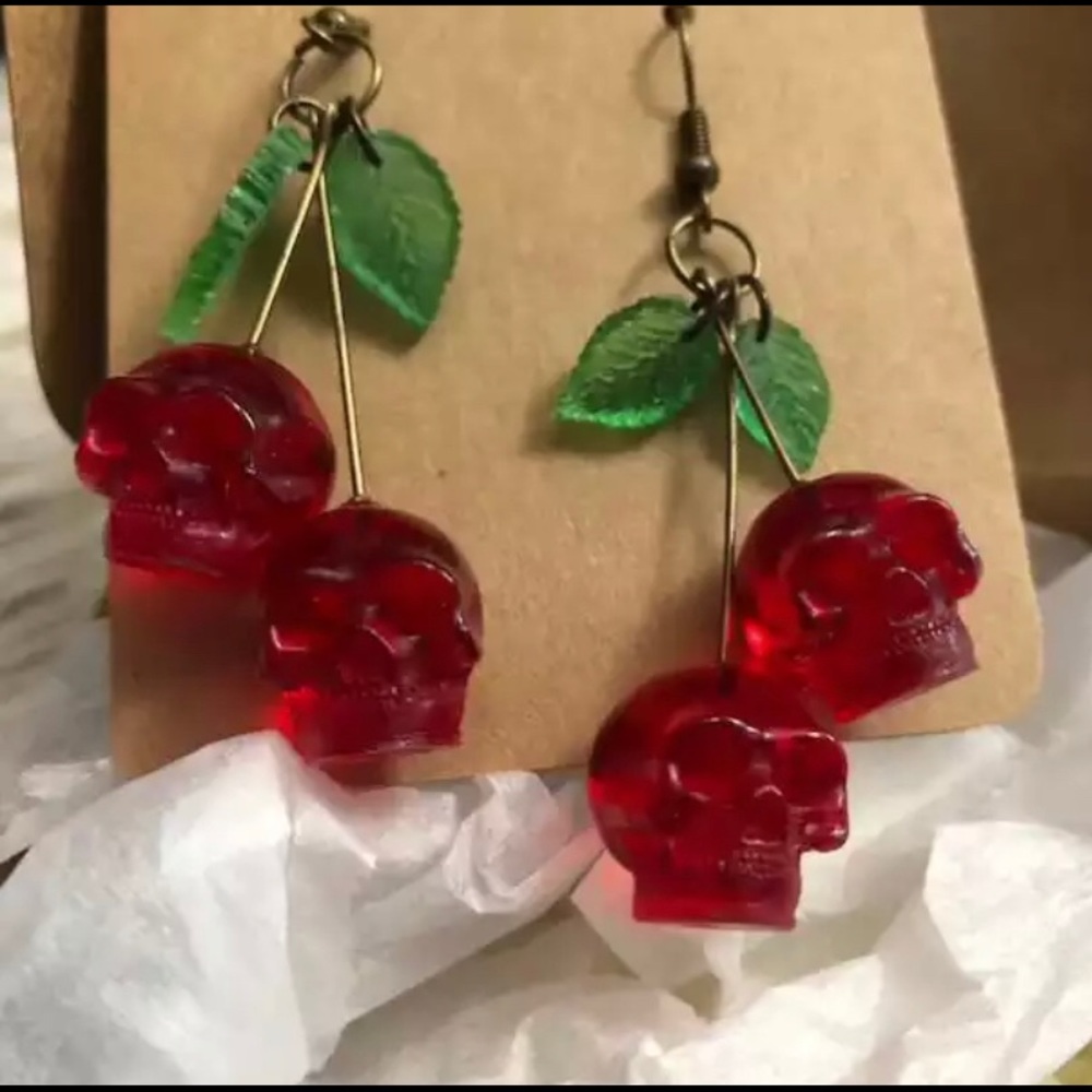 Skull Cherry Earrings 🍒